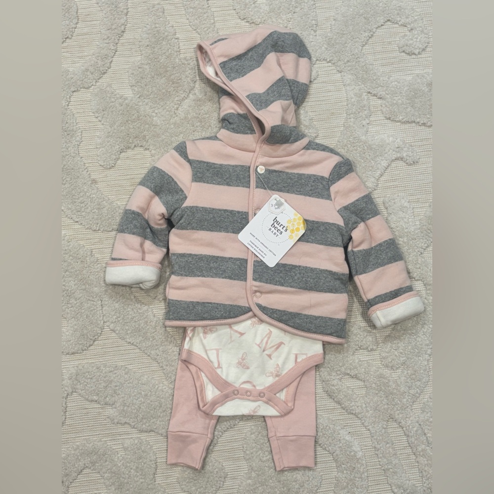 Burt's Bees Pink and Gray Kids Matching Set